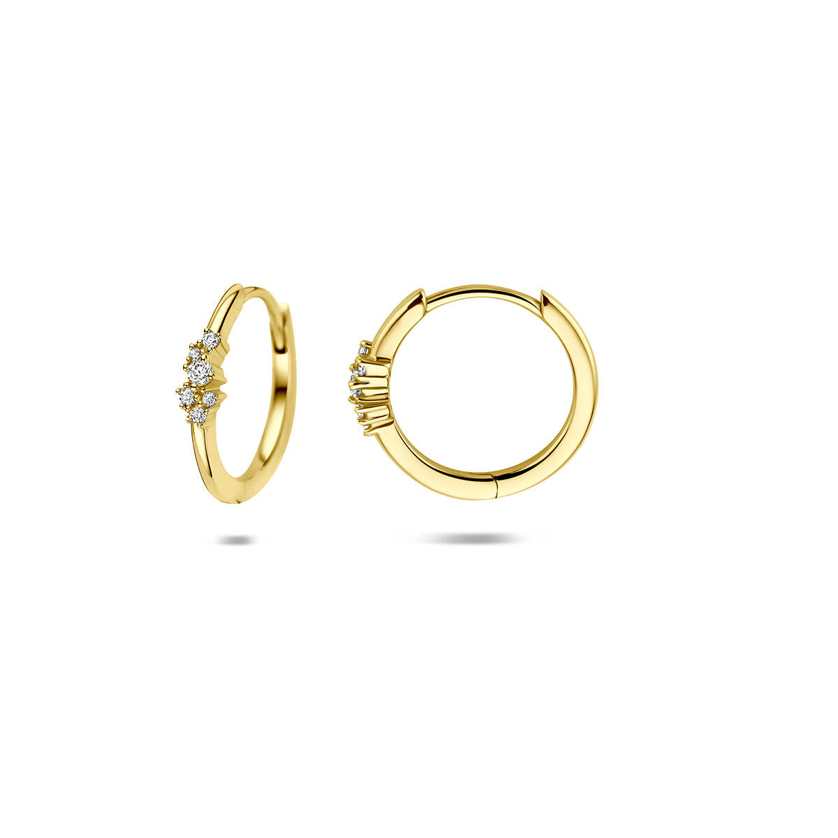 Klapoorringen zirkonia 9K geelgoud 12,5 mm