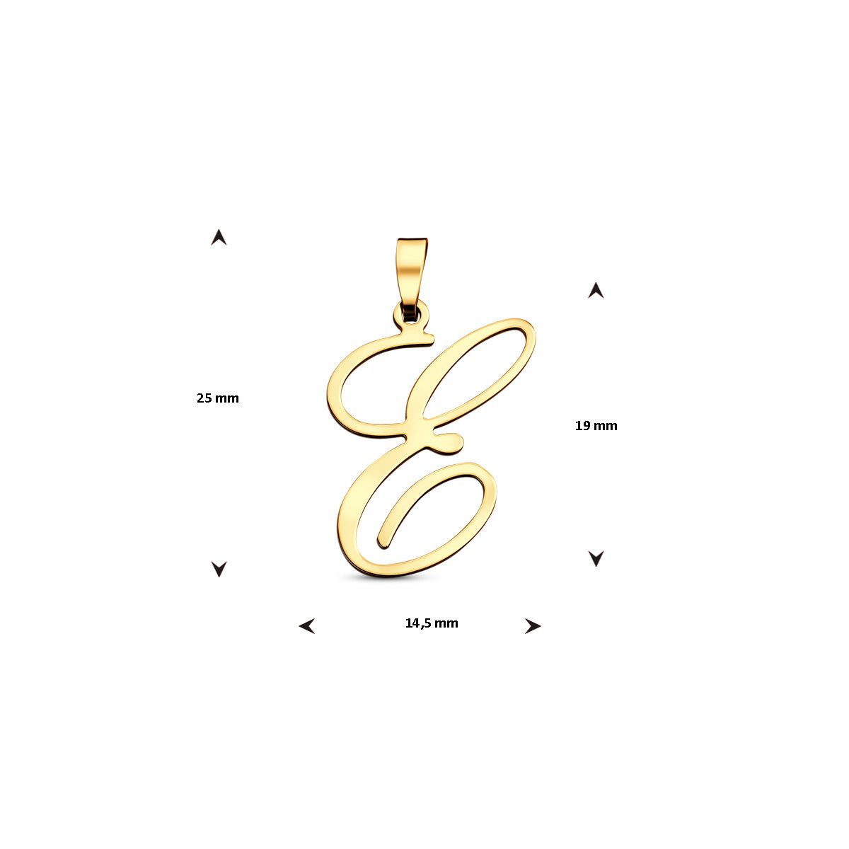 Hanger sierletter E 19 mm 14K geelgoud #Letter_E