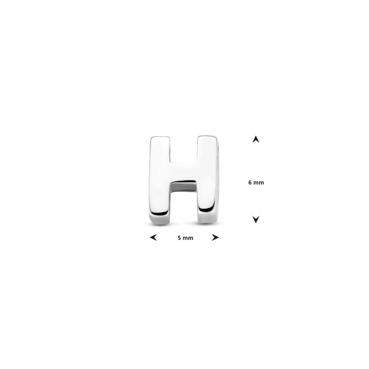 Hanger letter H 6 mm zilver #Letter_H