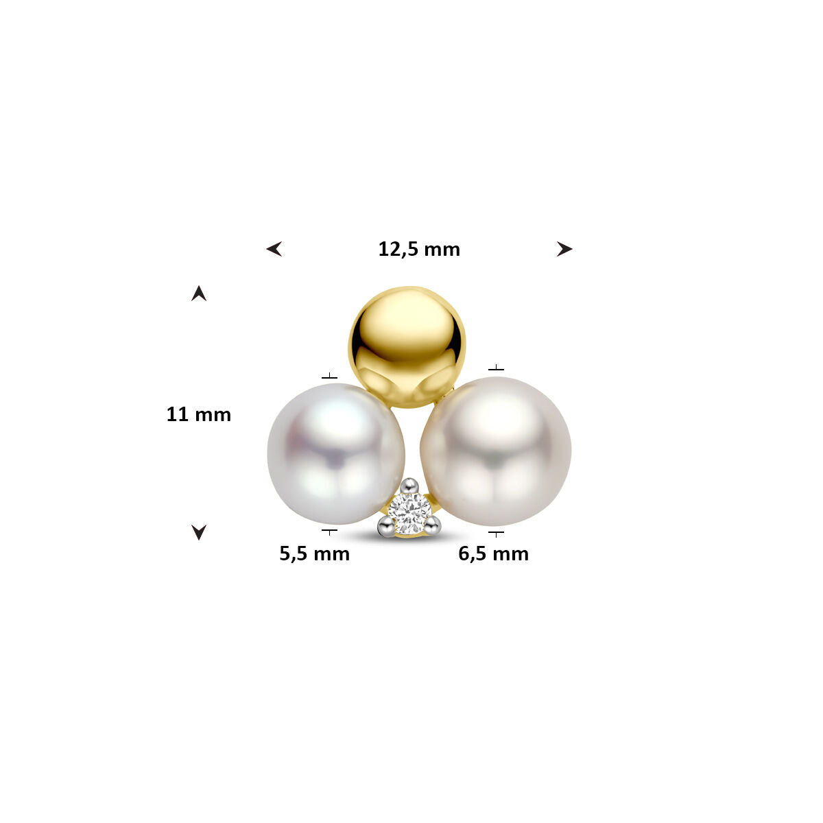 14K geelgouden hanger parels en diamant 0.02ct h si 11 mm - 4034538 - PansiteNederland.nl