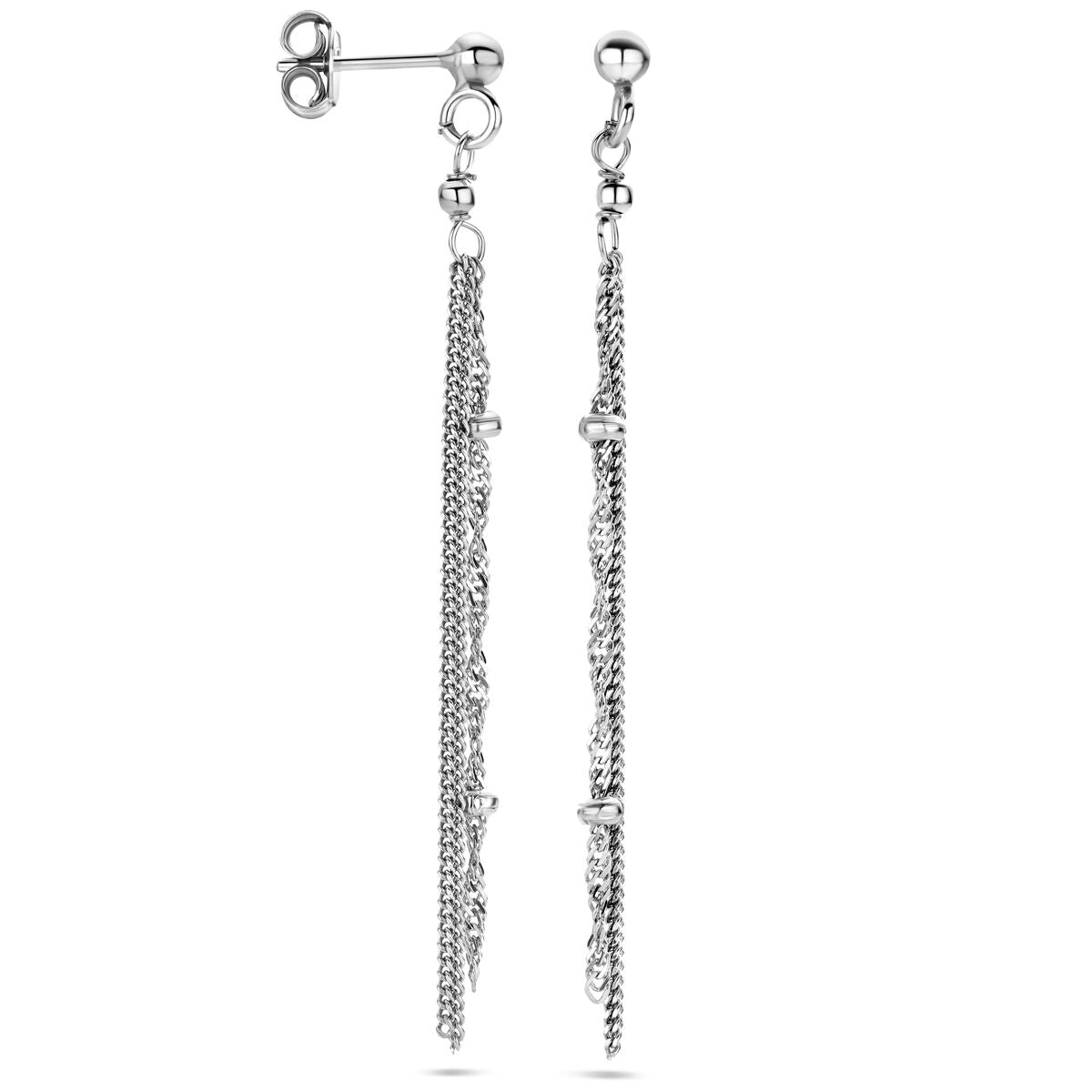Zilveren gerhodineerde oorhangers schakel 55 mm - 1341596 - PansiteNederland.nl