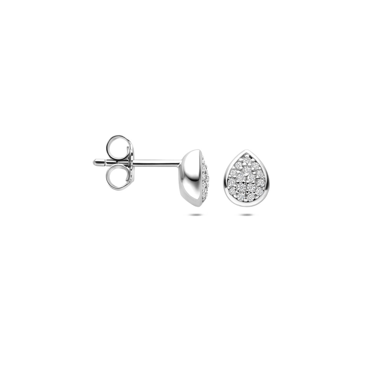 Zilveren gerhodineerde oorknoppen druppel zirkonia 6 mm - 1341682