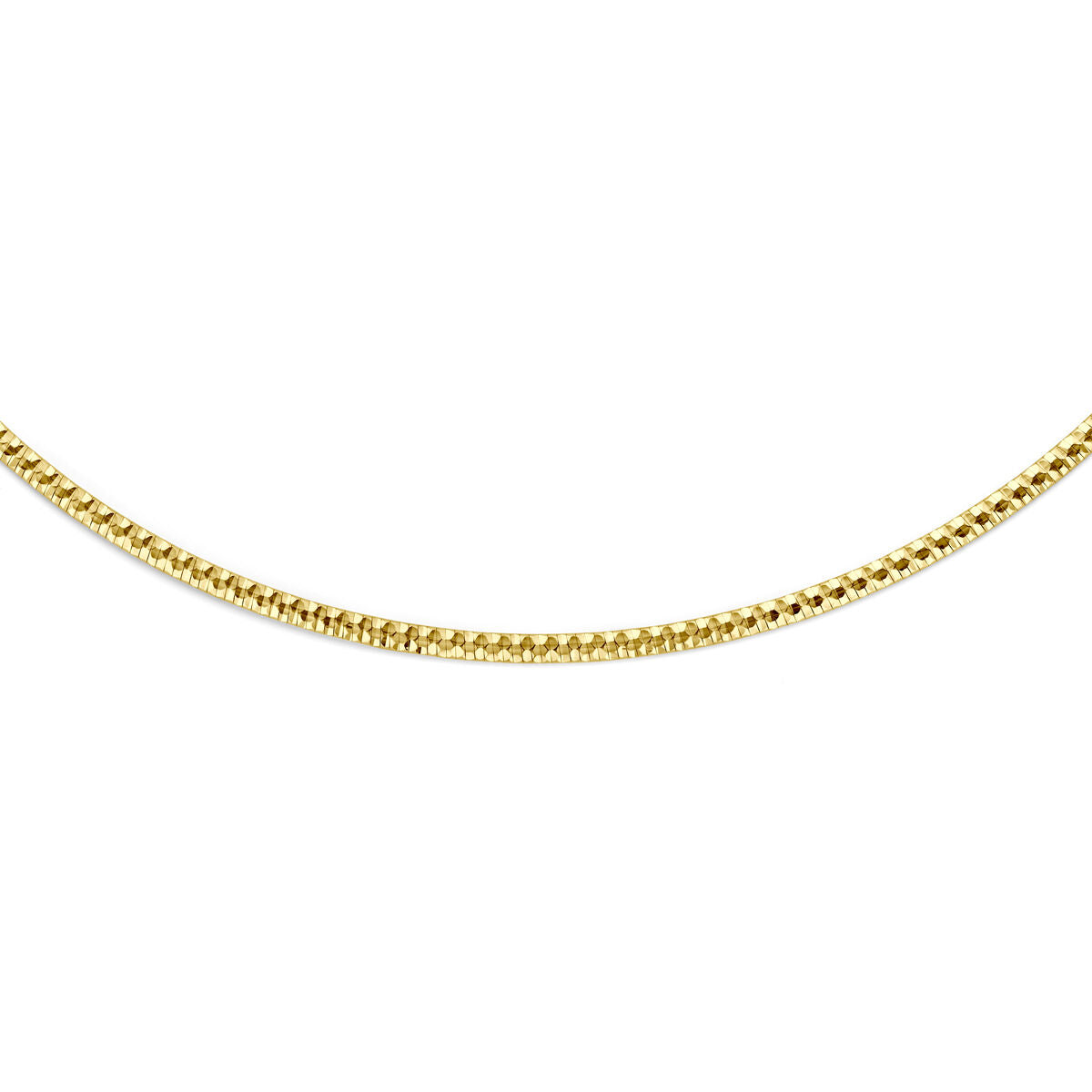 Fantasy Collection Collier platte omega gediamanteerd 2,5 mm 45 cm 14K geelgoud