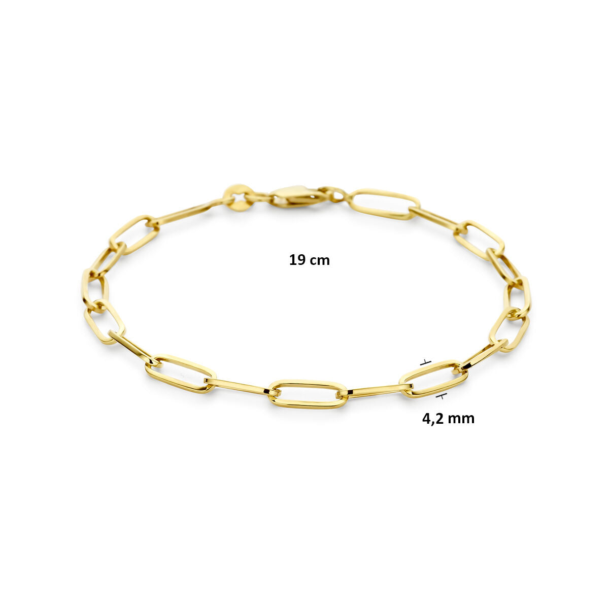 Armband 4,2 mm 19 cm massief Silgold (geel met zilverkern)