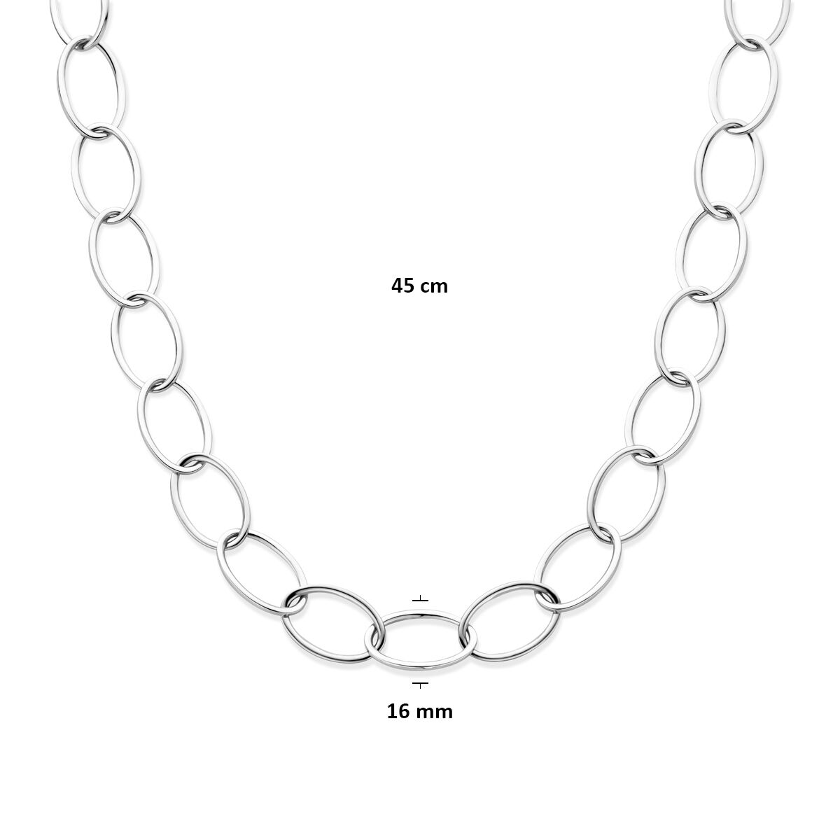 Fantasy Collection Collier anker 16 mm 45 cm zilver gerhodineerd