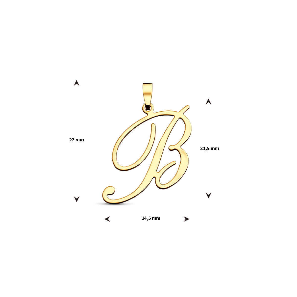 Hanger sierletter B 21,5 mm 14K geelgoud #Letter_B