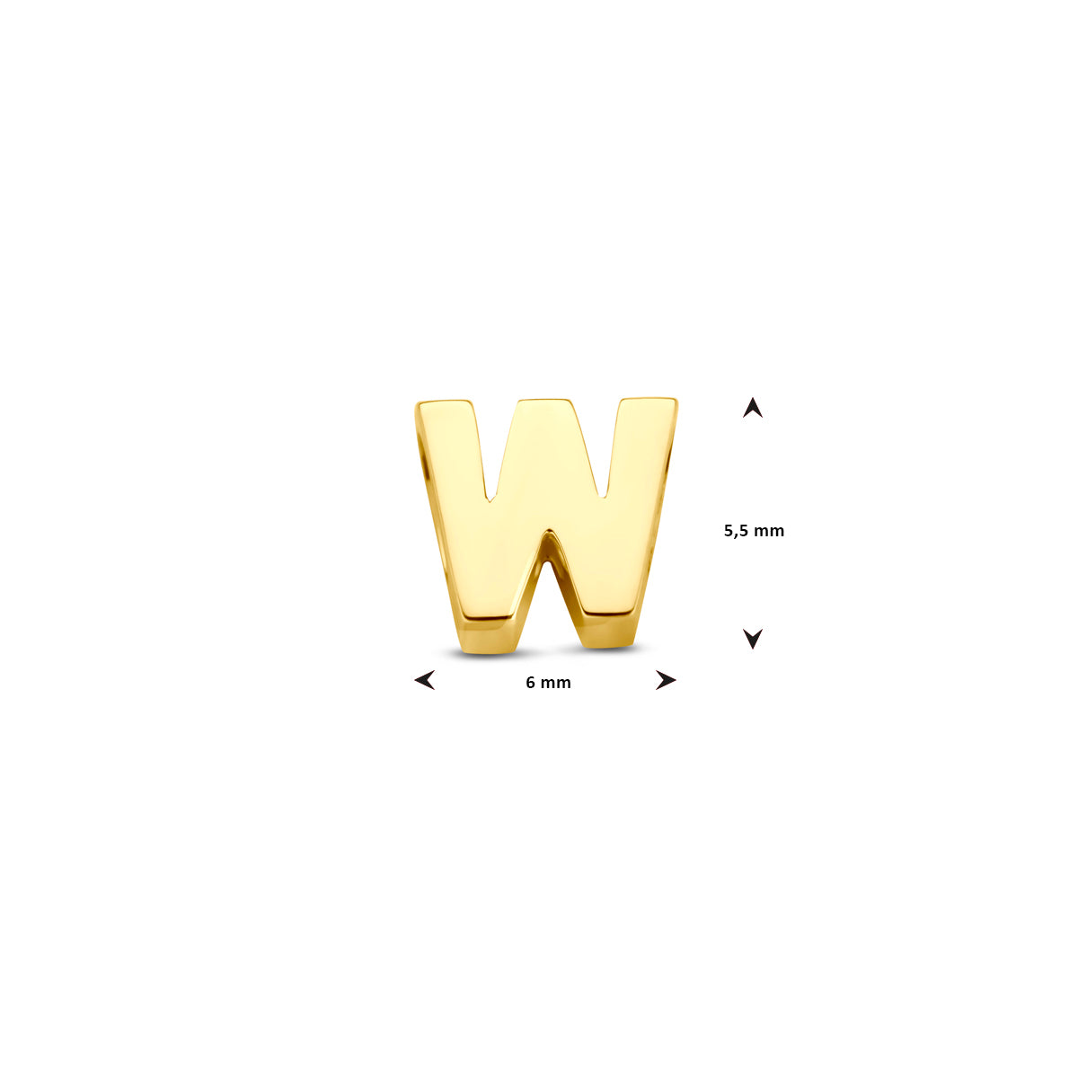 Hanger letter W 5,5 mm 9K geelgoud #Letter_W