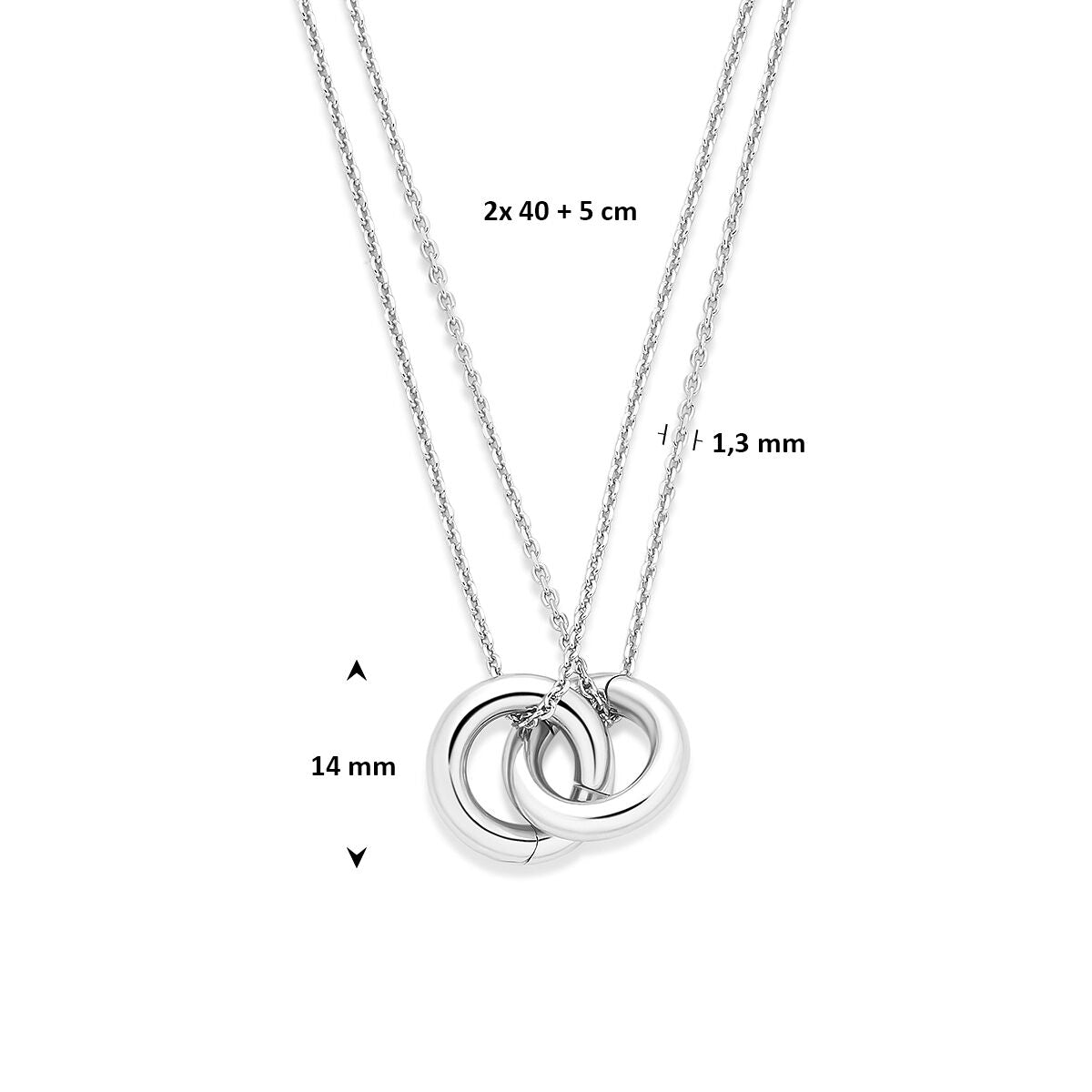 Fantasy Collection Gerhodineerd Zilveren Ketting 1342342