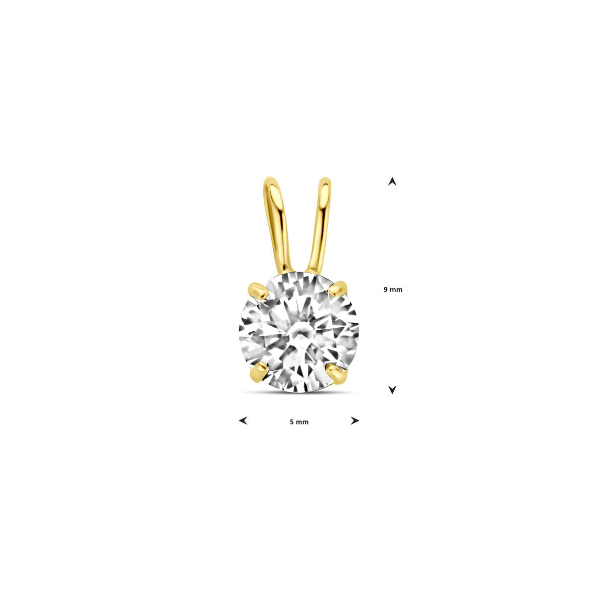 9K Geelgouden 9k hanger zirkonia 9 mm - 8000270 - PansiteNederland.nl