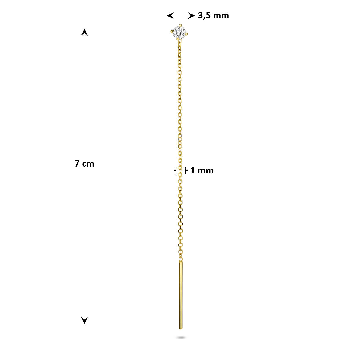 Fantasy Collection Oorbellen lab grown diamant 0.10ct h si per stuk 7 cm 14K geelgoud