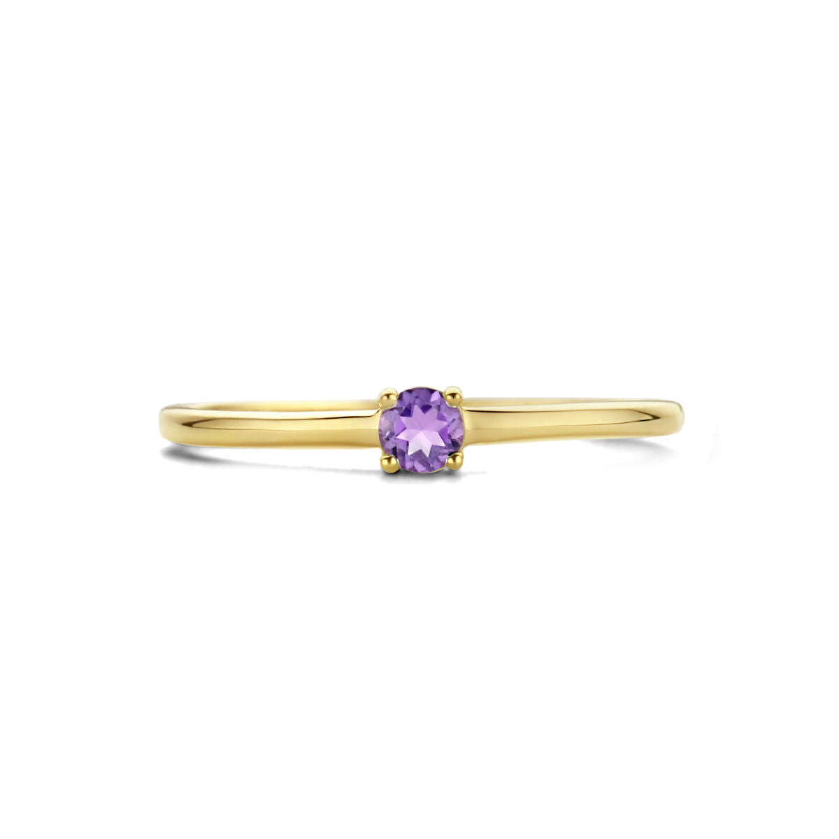 Ring met geboortesteen lichtpaars amethist juni 14K geelgoud
