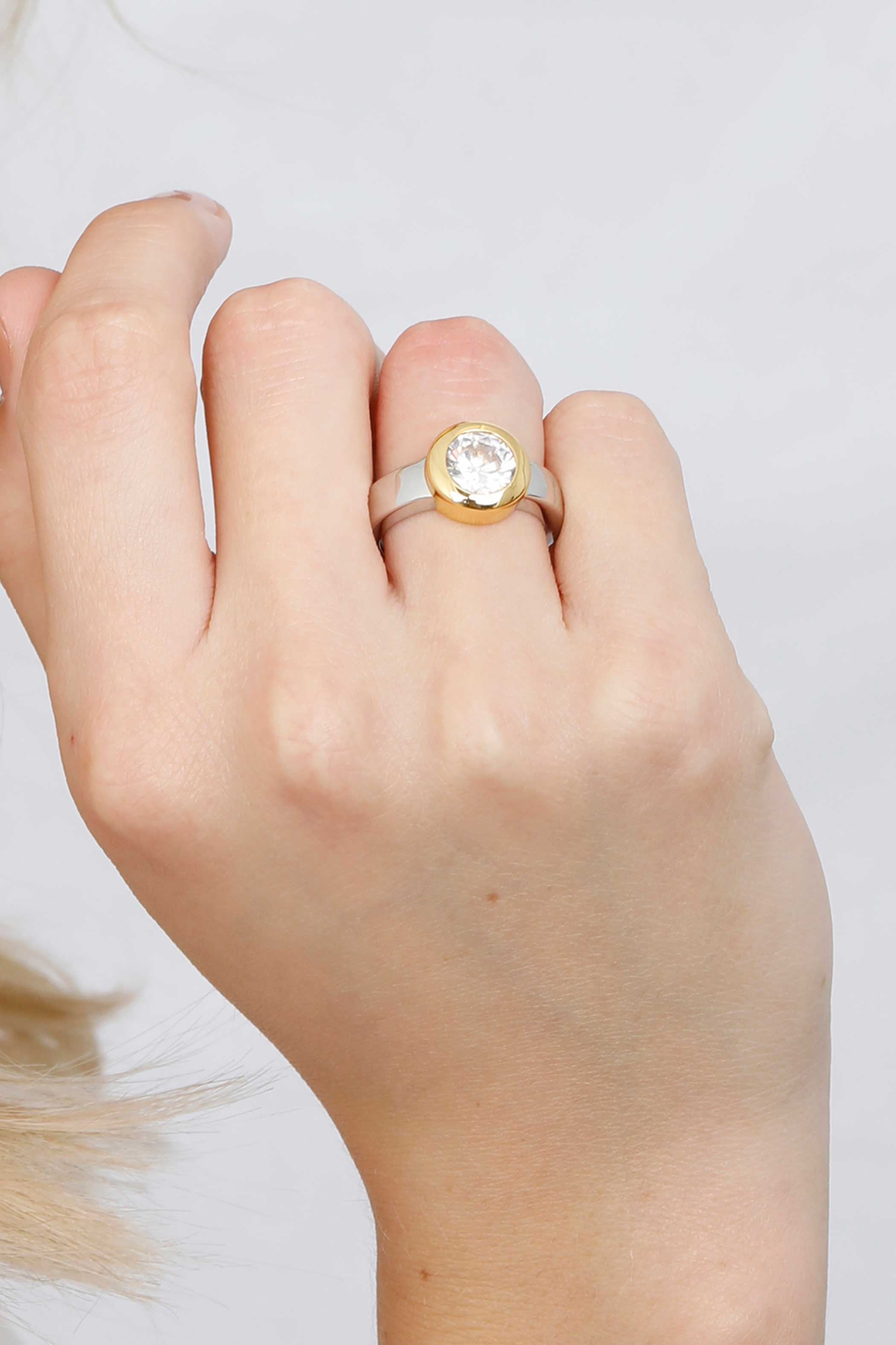 ZINZI Verguld Zilveren Ring ZIR2 geel