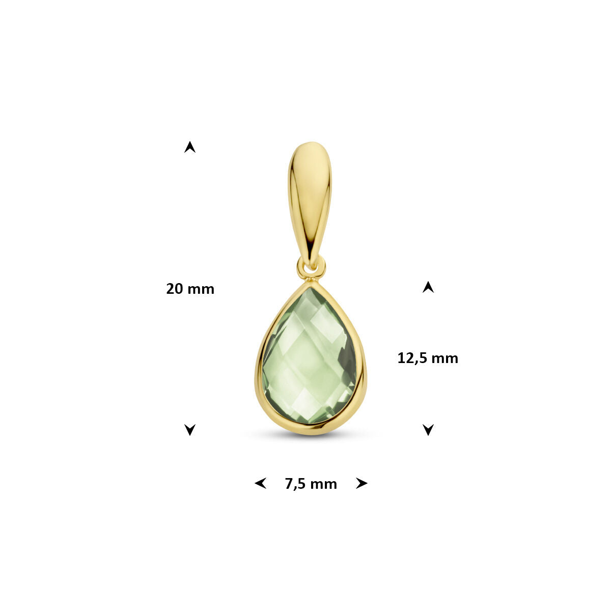 Hanger groen amethist 14K geelgoud 12,5 mm