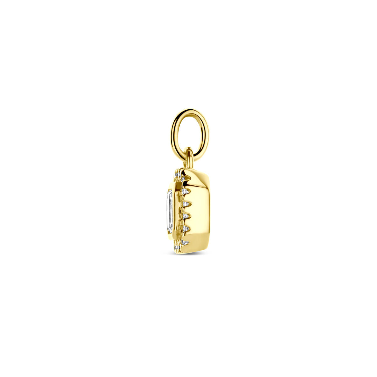 14K geelgouden hanger diamant 0.31ct h si 13 mm halo - 4033653 - PansiteNederland.nl