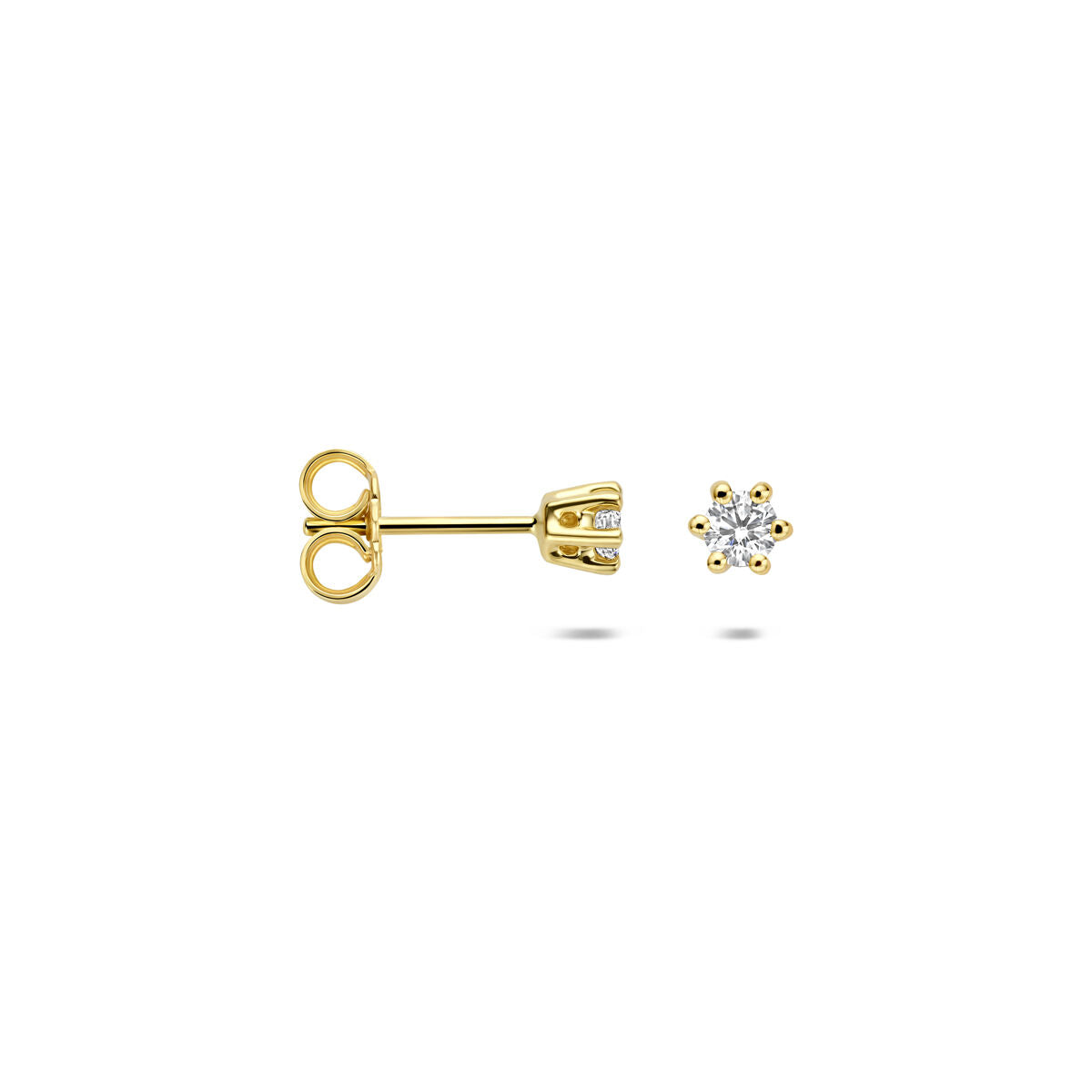 Fantasy Collection Oorbellen lab grown diamant 0.10ct (2x 0.05ct) g vs 3 mm 14K geelgoud