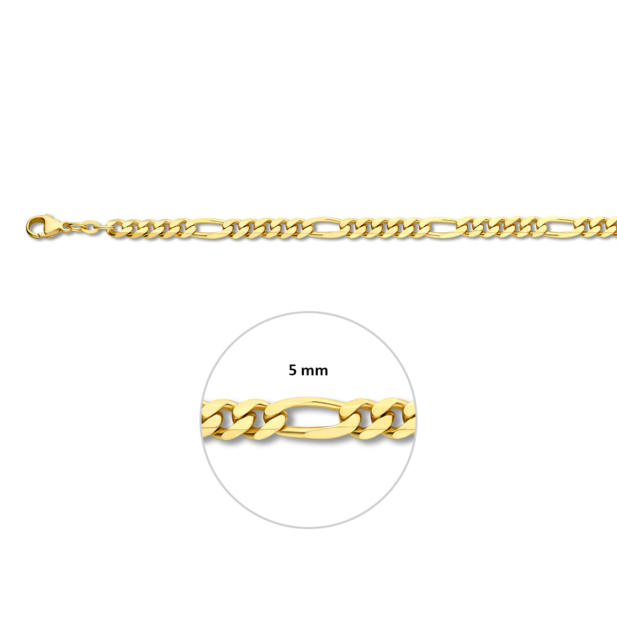 Armband figaro 5,0 mm doublé