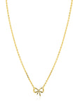 ZINZI Gold Plated Zilveren Ketting met Strik Hanger en Witte Zirkonia 42-45cm ZIC2724Y