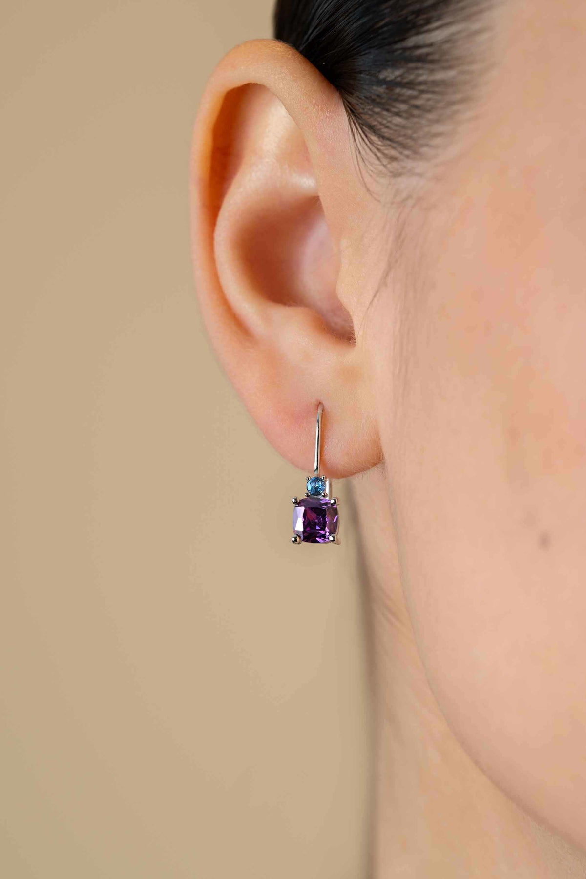 ZINZI Zilveren Oorbellen met Paars, Blauw Zirkonia ZIO2564H