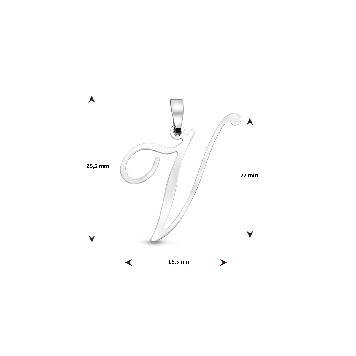 Hanger sierletter V 22 mm zilver #Letter_V