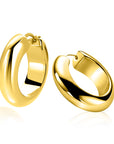 ZINZI gold plated zilveren oorringen met brede buis (8mm) en rond model, handige bovensluiting 28mm ZIO2749G - PansiteNederland.nl