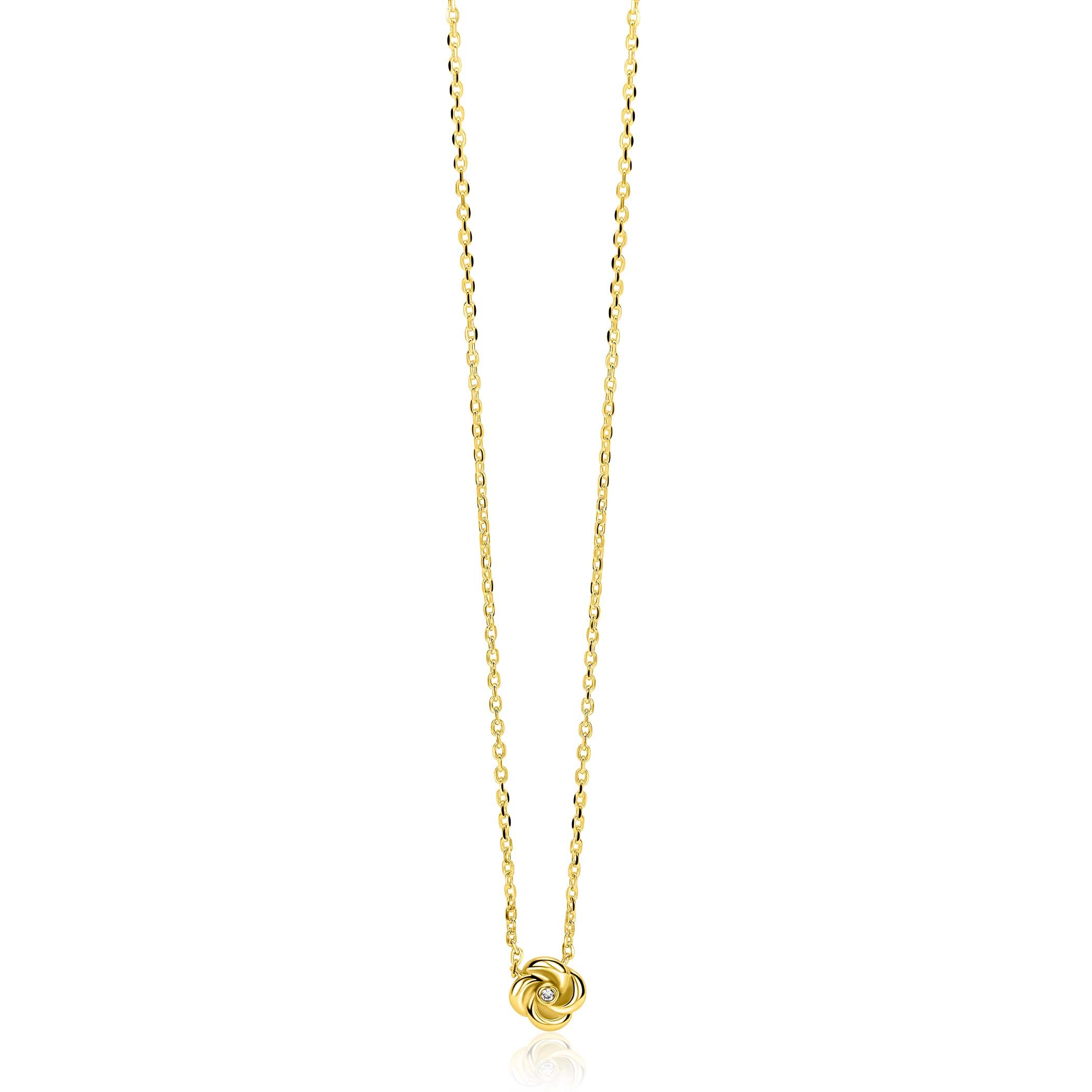 ZINZI Verguld Zilveren Ketting met Witte Zirkonia - ZIC2872Y