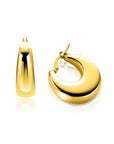ZINZI gold plated zilveren oorringen met brede buis (7mm) en rond aflopend, handige bovensluiting 22mm ZIO2751G - PansiteNederland.nl