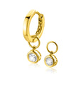Zinzi Gold 14 krt gouden oorbedels in ronde vorm bezet met witte zirkonia 5mm ZGCH421 (zonder oorringen)