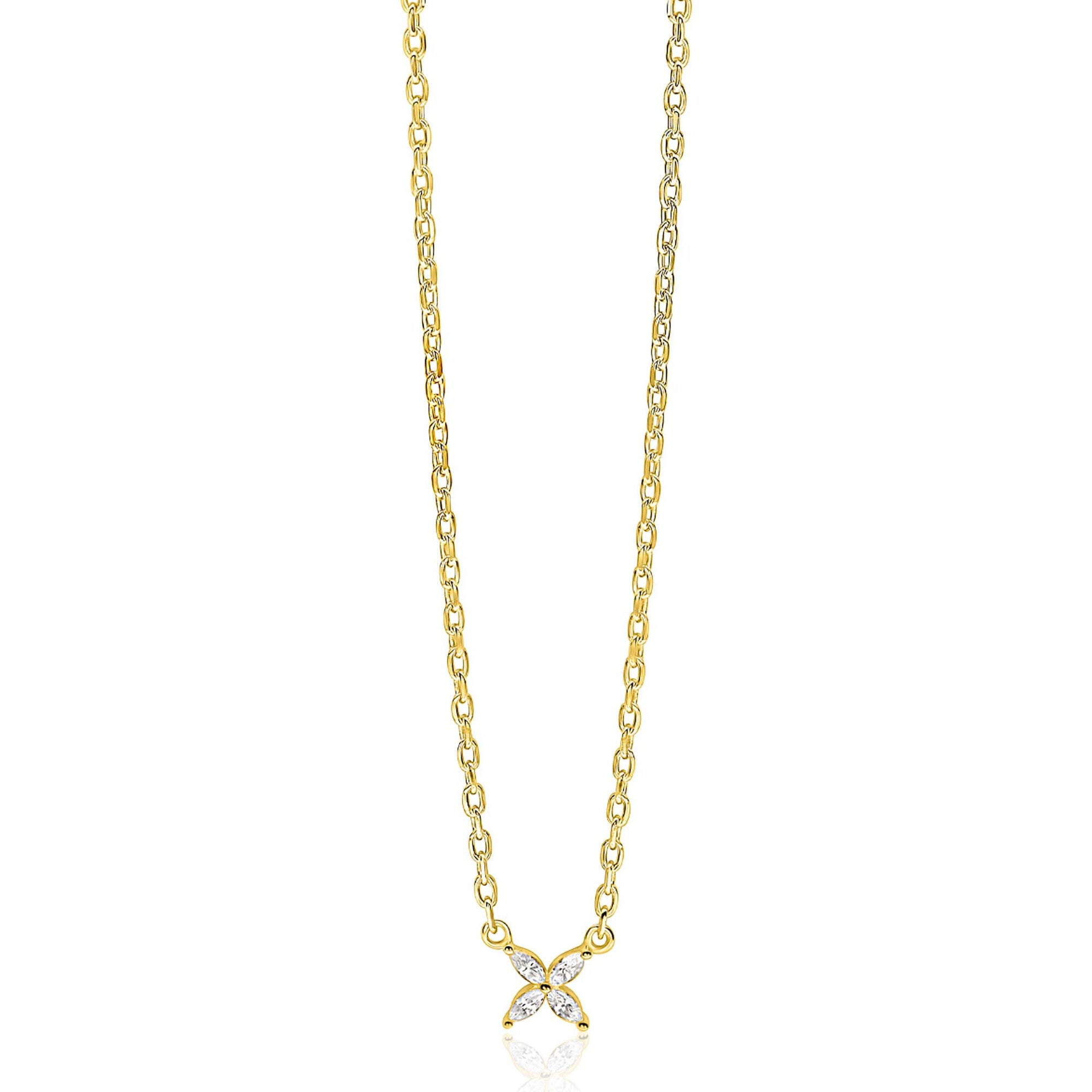 ZINZI Verguld Zilveren Ketting met Witte Zirkonia ZIC2624