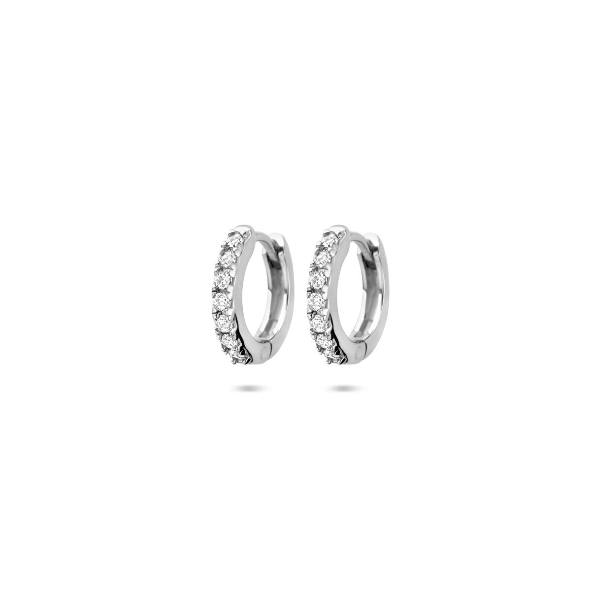 Zilveren gerhodineerde klapoorringen zirkonia 11,5 mm - 1340874