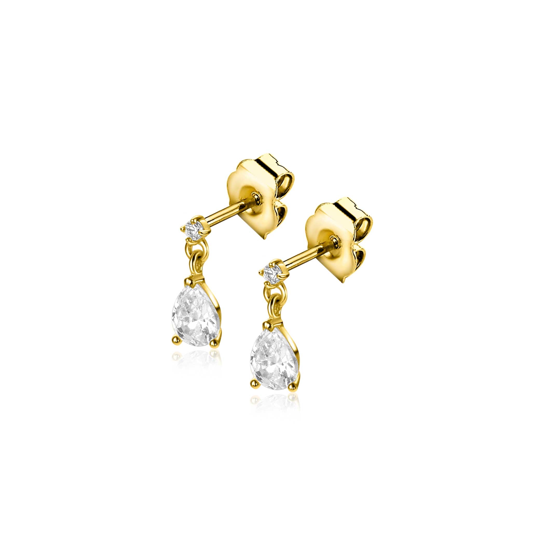ZINZI 14K Gouden Oorknoppen met Witte Zirkonia ZGO514 oorbellen