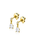 Zinzi Gold 14 krt gouden oorknoppen met een peervormige en ronde witte zirkonia ZGO514