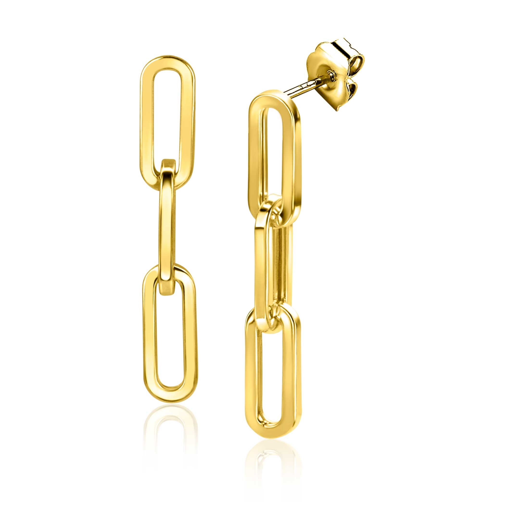 ZINZI 14K Gouden Oorknoppen ZGO361 34mm zilver oorbellen