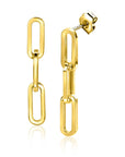 Zinzi Gold 14 krt gouden oorstekers met drie trendy paperclip-schakels 34mm ZGO361