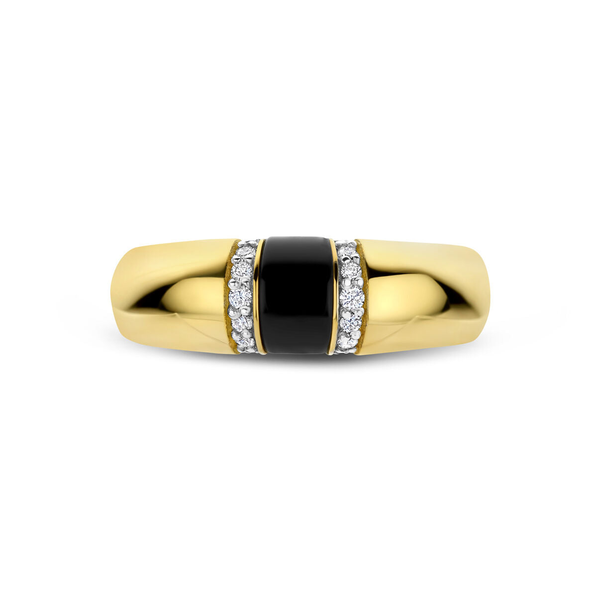 Fantasy Collection Ring onyx diamant 0.10ct h si 14K geelgoud