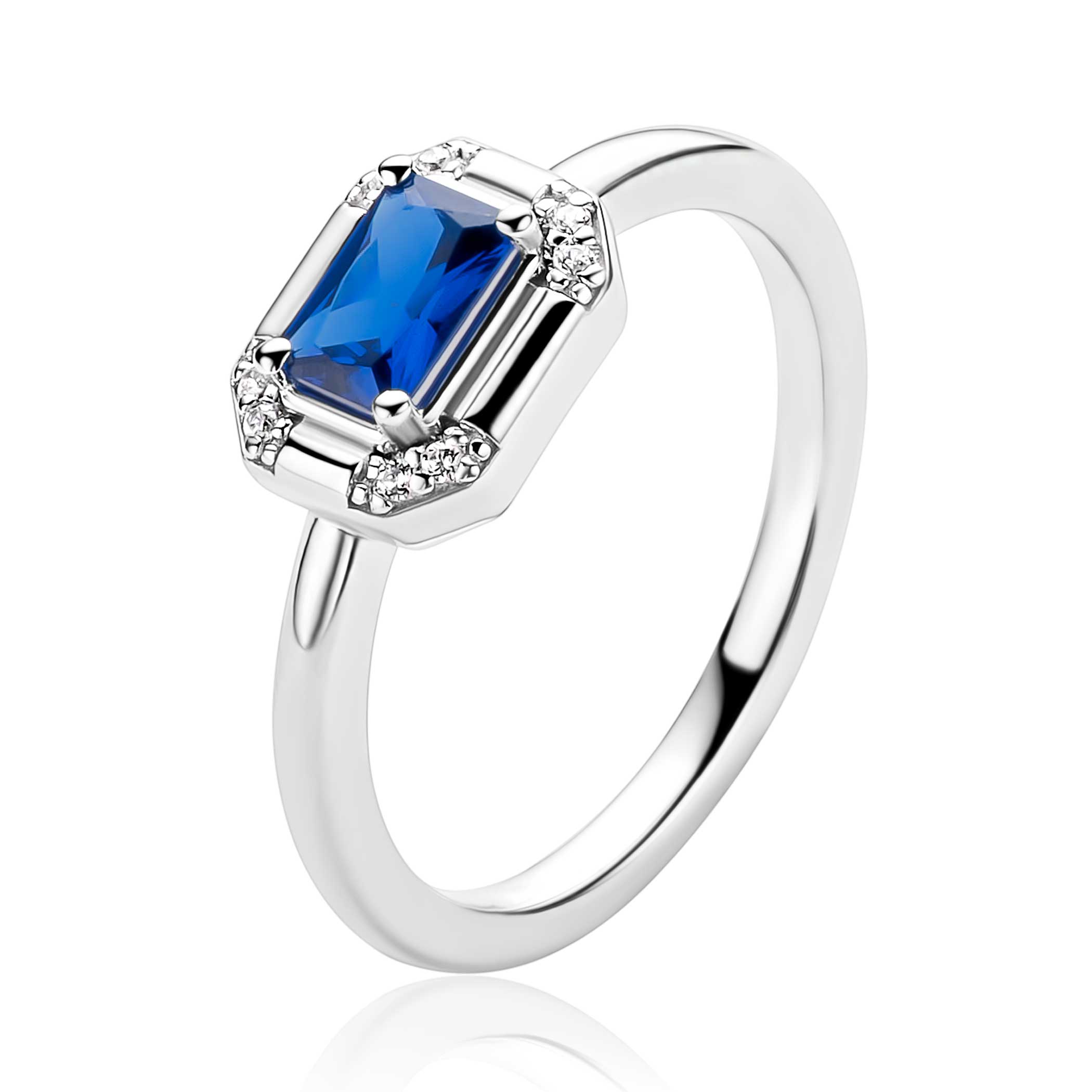 ZINZI Zilveren Ring met Blauwe Kleursteen - ZIR2803B