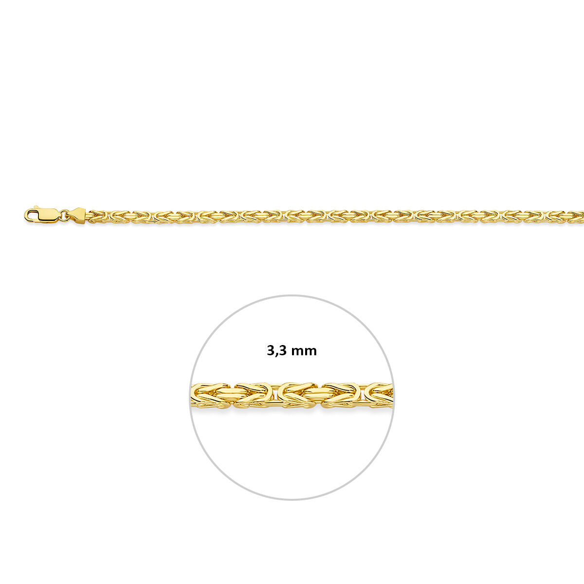 Ketting Konings half massief 3,3 mm 14K geelgoud