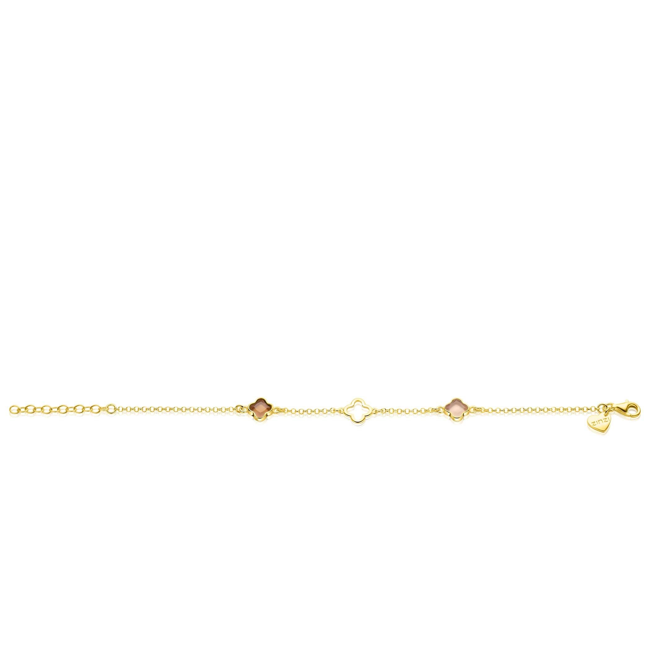 ZINZI Verguld Zilveren Armband 16-19 cm bruin - ZIA2772