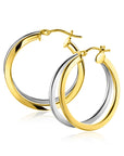 Zinzi Gold 14 krt gouden bicolor oorringen met een trendy dubbele buis. Voor een multi-look uitstraling. ZGO339B