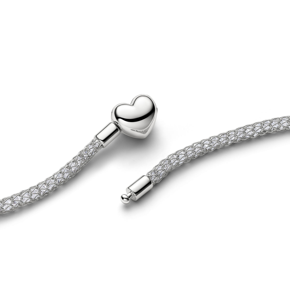 Pandora Hartsluiting Sprankelende Mesh Ketting platinaverguld
