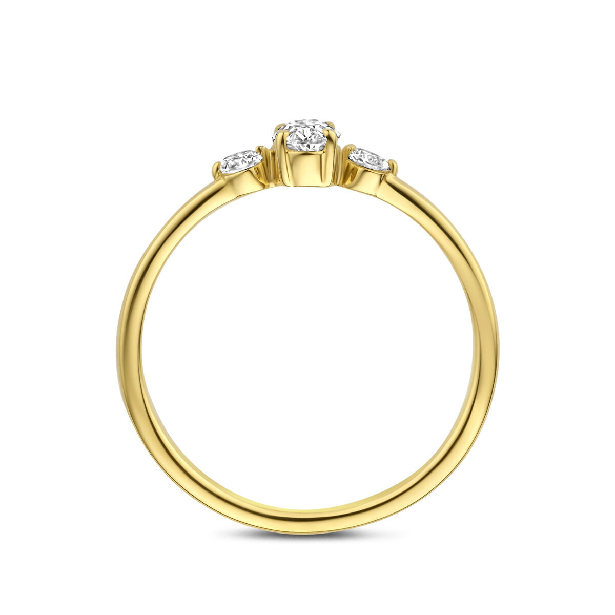 Ring trilogie lab grown diamant 0.34ct f vs 14K geelgoud