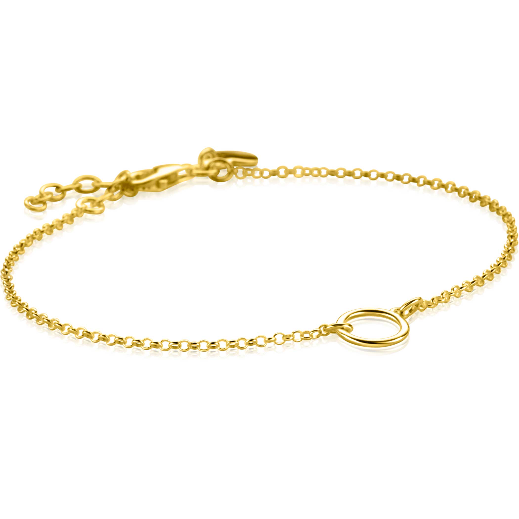 ZINZI gold plated zilveren armband met open rondje 16,5-19cm - ZIA2523G