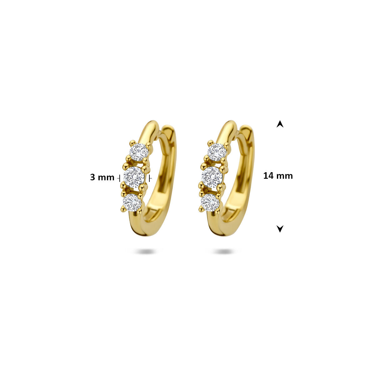 Fantasy Collection Oorbellen lab grown diamant 0.30ct (2x 0.15ct) f vs 14 mm 14K geelgoud