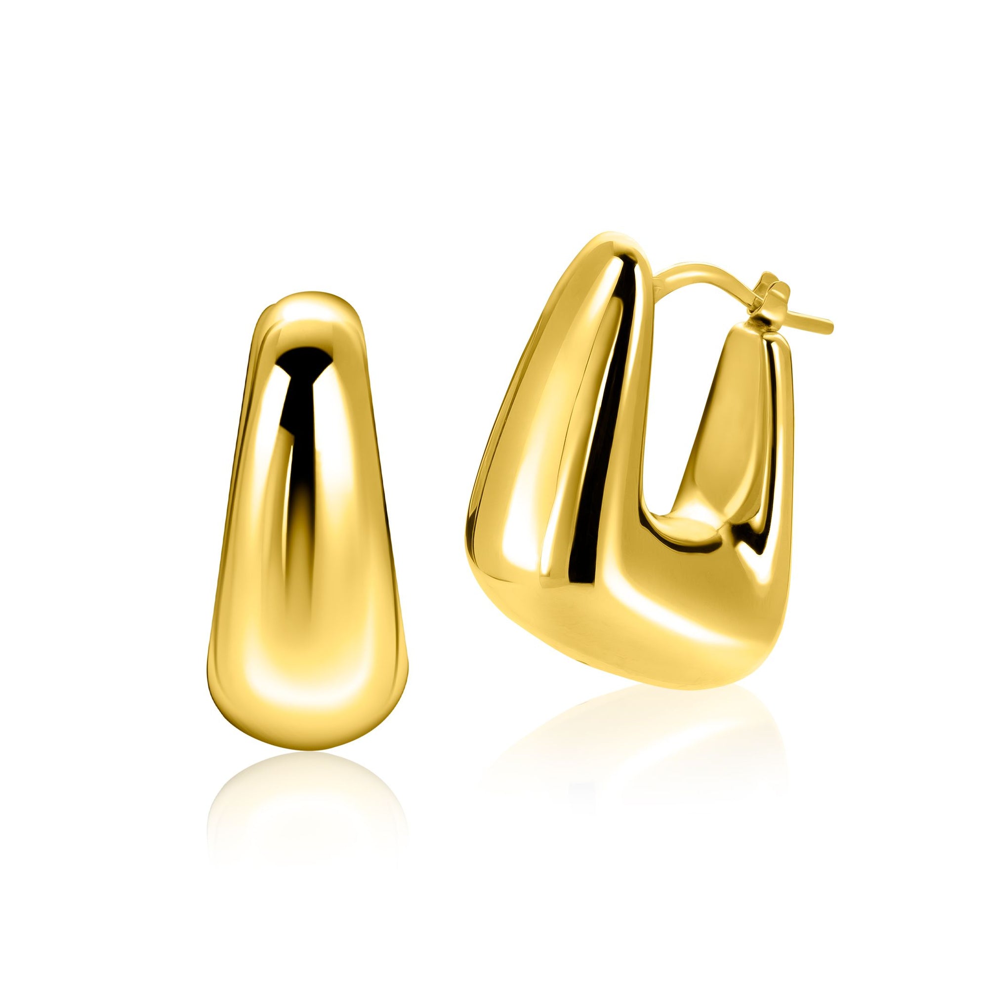 ZINZI gold plated zilveren oorringen met brede buis, vierkante look en handige bovensluiting 24mm ZIO2747G - PansiteNederland.nl