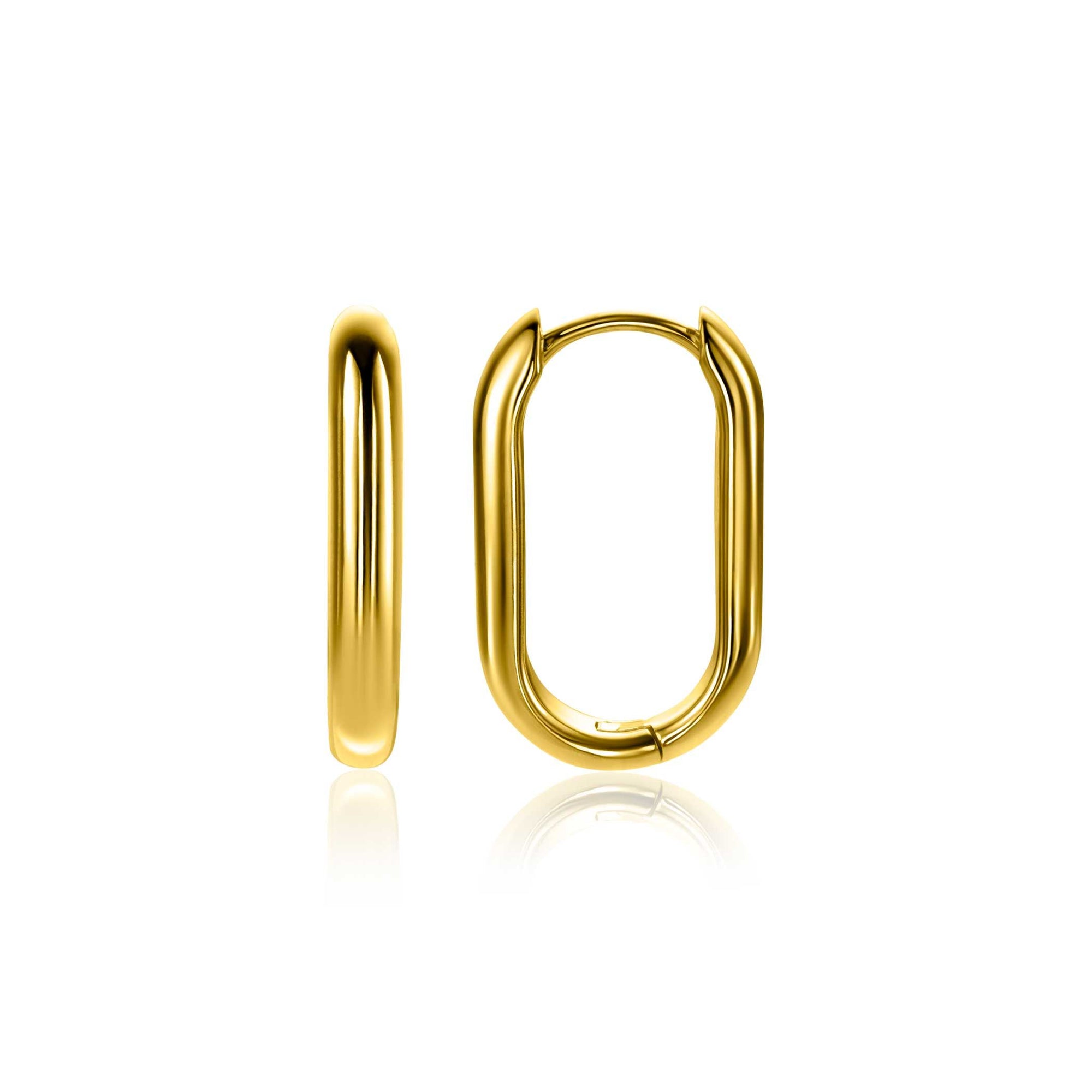 Zinzi gold plated zilveren oorringen in ovale vorm met ronde buis 3mm breed 20mm – ZIO2605G - PansiteNederland.nl