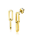 Zinzi Gold 14 krt gouden oorstekers met twee trendy paperclip-schakels 25mm ZGO360
