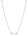 ZINZI Zilveren Paperclip Ketting met Graveerplaat Rechthoek 42-45cm ZIC2530