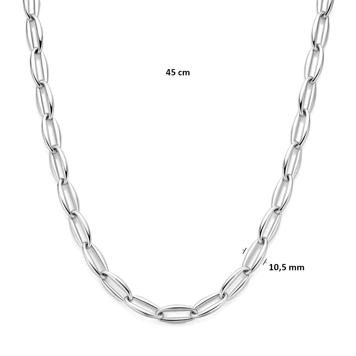 Fantasy Collection Collier 10,5 mm 45 cm zilver gerhodineerd