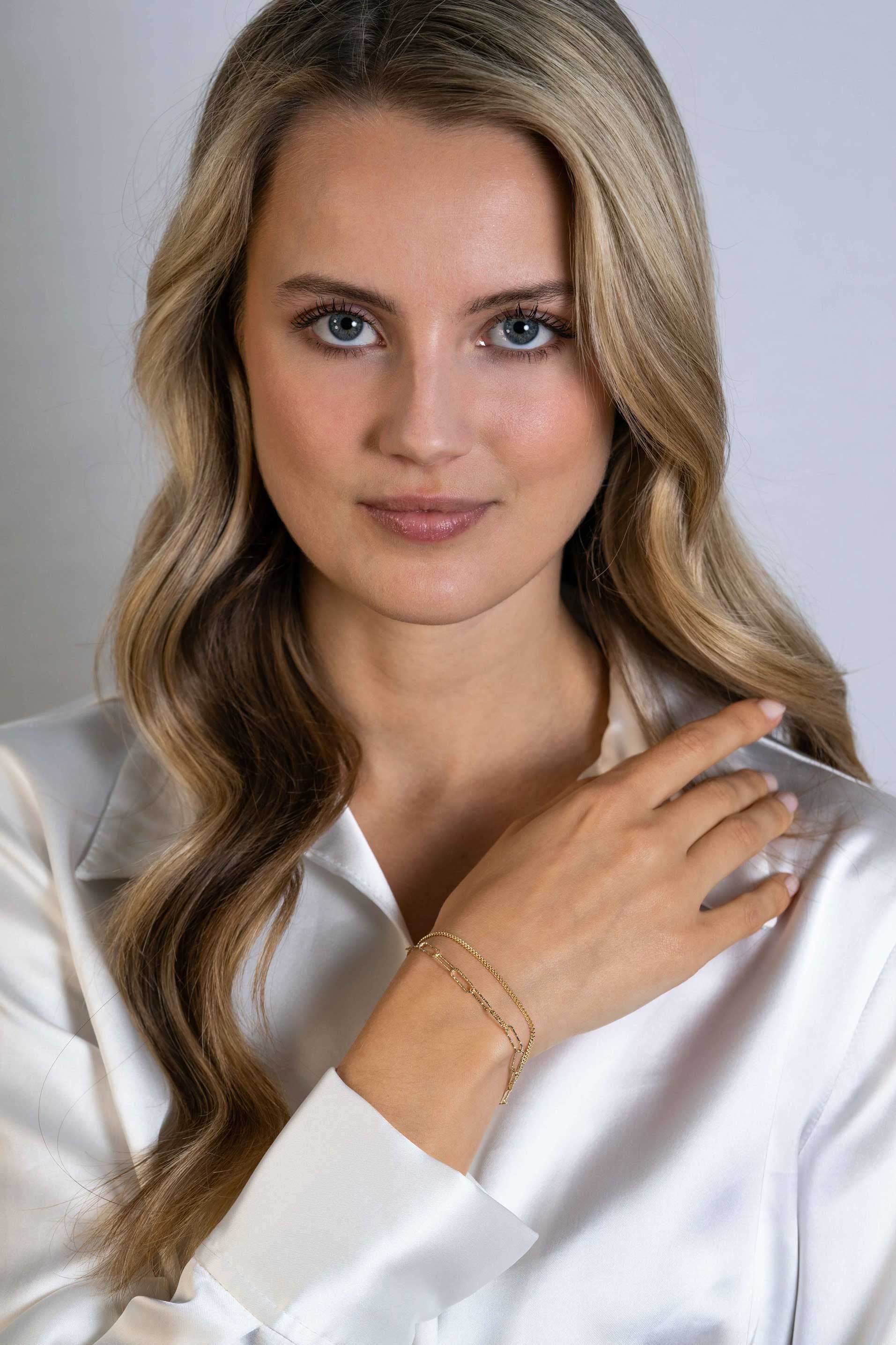 ZINZI gold plated zilveren multi-look armband met gourmette en paperclip schakels - ZIA2367G