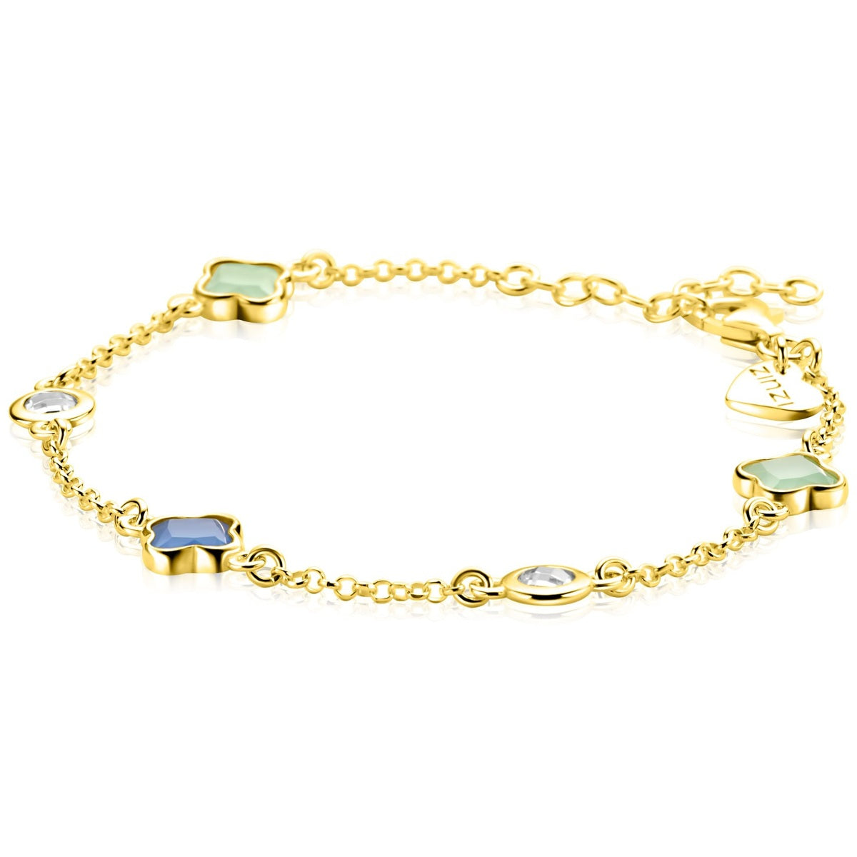 ZINZI Verguld Zilveren Armband met Groene Kleursteen - ZIA2509