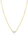 ZINZI Gold Plated Zilveren Ketting met Piramide Hanger en Witte Zirkonia 42-45cm ZIC2723Y